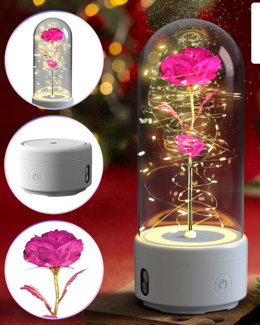 Rosblomma LED-lampa och Bluetooth-högtalare