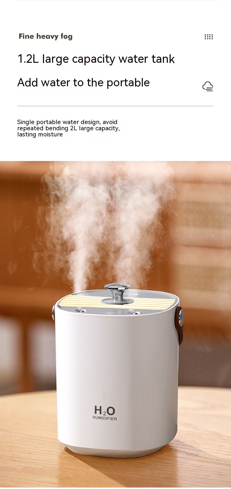 New Dual Spray Mute Portable Humidifier Home Heavy Fog Office Bedroom Air Humidifier