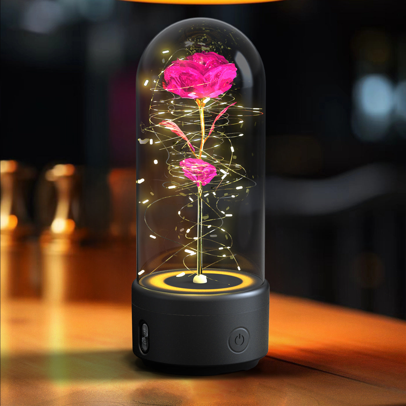 Rosblomma LED-lampa och Bluetooth-högtalare